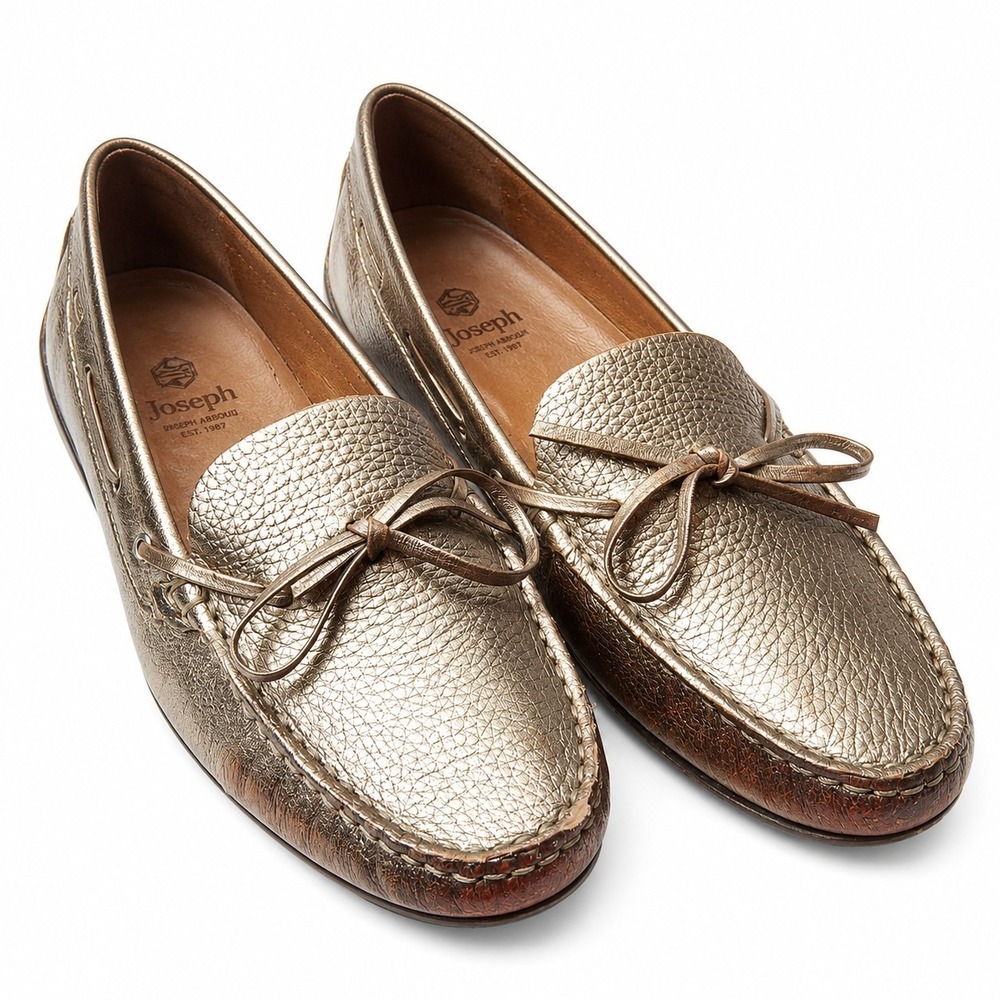 MARC JOSEPH New York Cypress Hill Loafers Sz 7 Metallic Gold Leather Moccasin